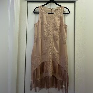 Staring at Stars Fringe Dress | L | Tan